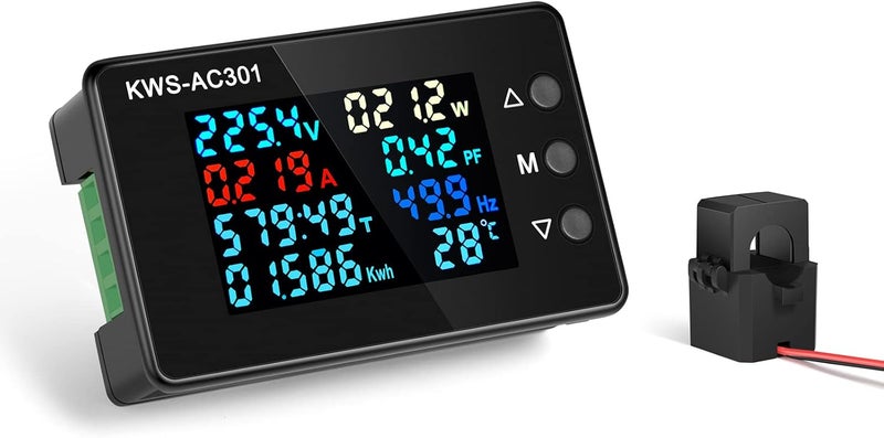 AITIAO Digital Display AC Multimeter 50-300V 0-100A Current Voltmeter with Open Transformer 110V 220V 8 in 1 Multifunction Electric Meter Power Detector LCD Digital Display Tester Gauge Monitor - Image 2
