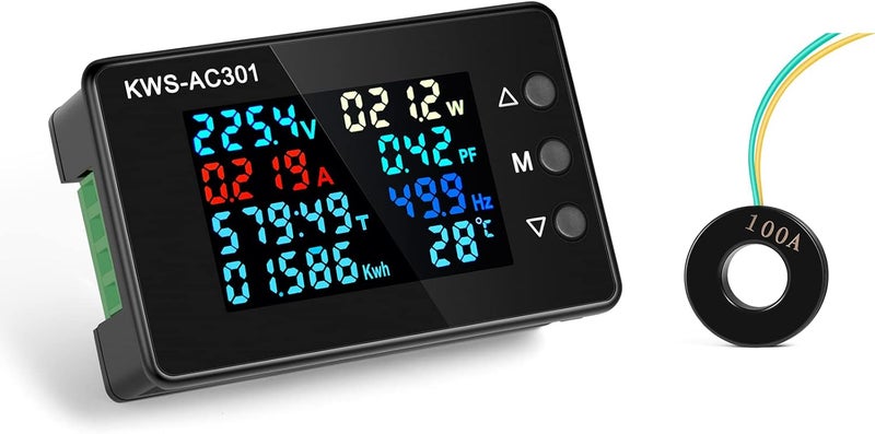AITIAO Digital Display AC Multimeter 50-300V 0-100A Current Voltmeter with Open Transformer 110V 220V 8 in 1 Multifunction Electric Meter Power Detector LCD Digital Display Tester Gauge Monitor - Image 1