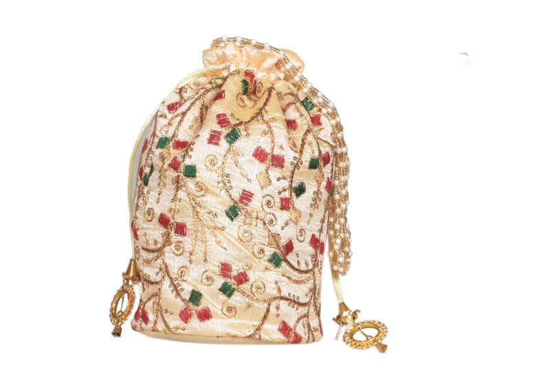 SuneshCreation Ethnic Potli Handbag with Beaded Handle for Women - Image 2