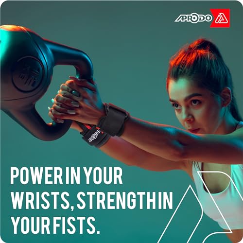 Aprodo Power Weight Lifting Cotton Bar Straps with Wrist Support Wraps, Gym Workout, Bodybuilding, Powerlifting, Strength Training for Men & Women (Black and Blue) - Image 5