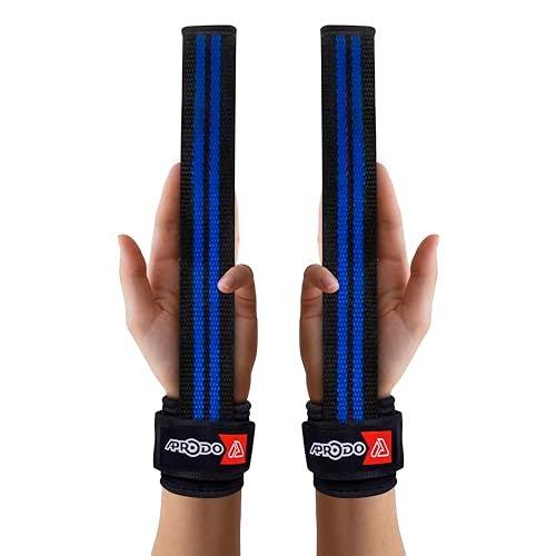 Aprodo Power Weight Lifting Cotton Bar Straps with Wrist Support Wraps, Gym Workout, Bodybuilding, Powerlifting, Strength Training for Men & Women (Black and Blue) - Image 2