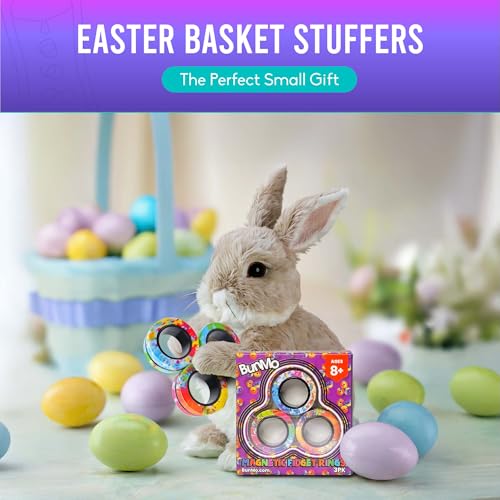 BunMo Easter Basket Stuffers Rainbow Magnetic Rings Improved N45 Magnets BPAFree Quiet Fidget Toy for Adults Teens for Office School Travel Easter Basket Stuffers for Teens - Image 5