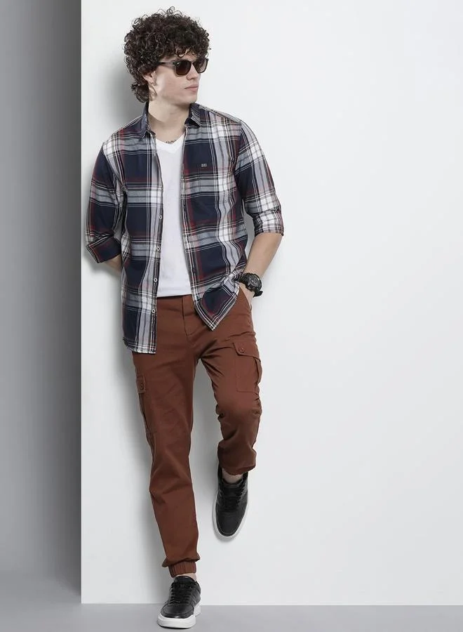 The Indian Garage Co  Men Brown Solid Slim Fit Cargo Pants for Men | Best Price UAE