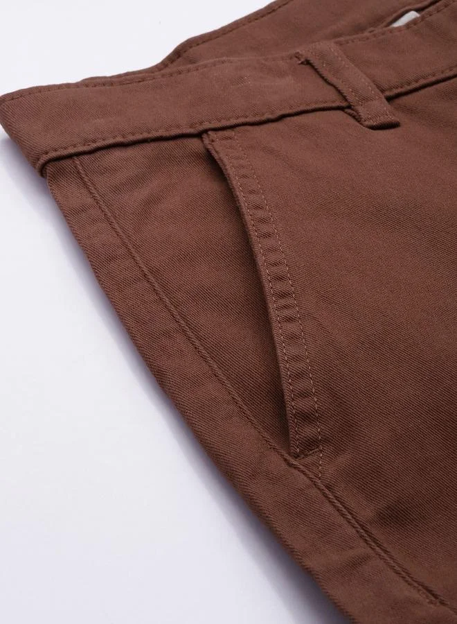 The Indian Garage Co  Men Brown Solid Slim Fit Cargo Pants for Men | Best Price UAE