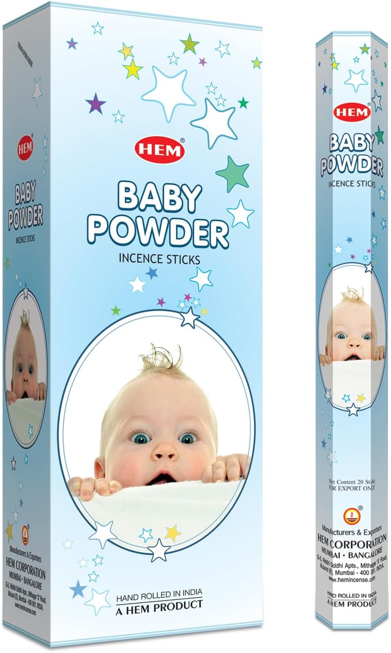 HEM Baby Powder Incense Sticks - 120 Hand Rolled Sticks - Image 1