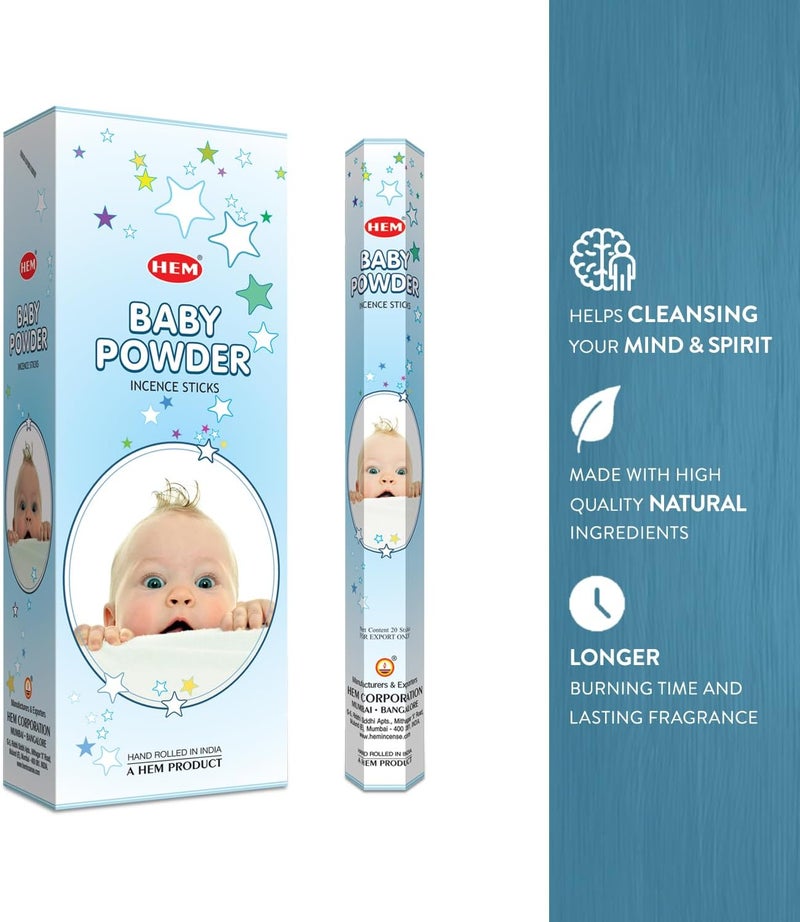 HEM Baby Powder Incense Sticks - 120 Hand Rolled Sticks - Image 3