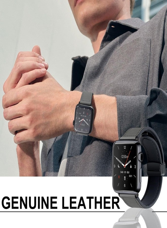 WestEagle أساور جلدية مغناطيسية من WestEagle متوافقة مع ساعات Apple Watch مقاسات 49 مم، 46 مم، 45 مم، 44 مم، و42 مم (السلسلة 3/2/1) للرجال والنساء، مصنوعة من الجلد الطبيعي مع مشبك مغناطيسي لساعات iWatch Ultra 1/2 Series SE/10/9/8/7/6/5/4/3 - Image 2