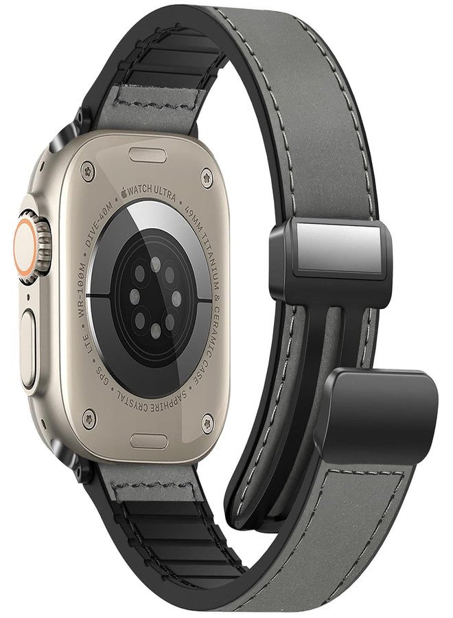WestEagle أساور جلدية مغناطيسية من WestEagle متوافقة مع ساعات Apple Watch مقاسات 49 مم، 46 مم، 45 مم، 44 مم، و42 مم (السلسلة 3/2/1) للرجال والنساء، مصنوعة من الجلد الطبيعي مع مشبك مغناطيسي لساعات iWatch Ultra 1/2 Series SE/10/9/8/7/6/5/4/3 - Image 1