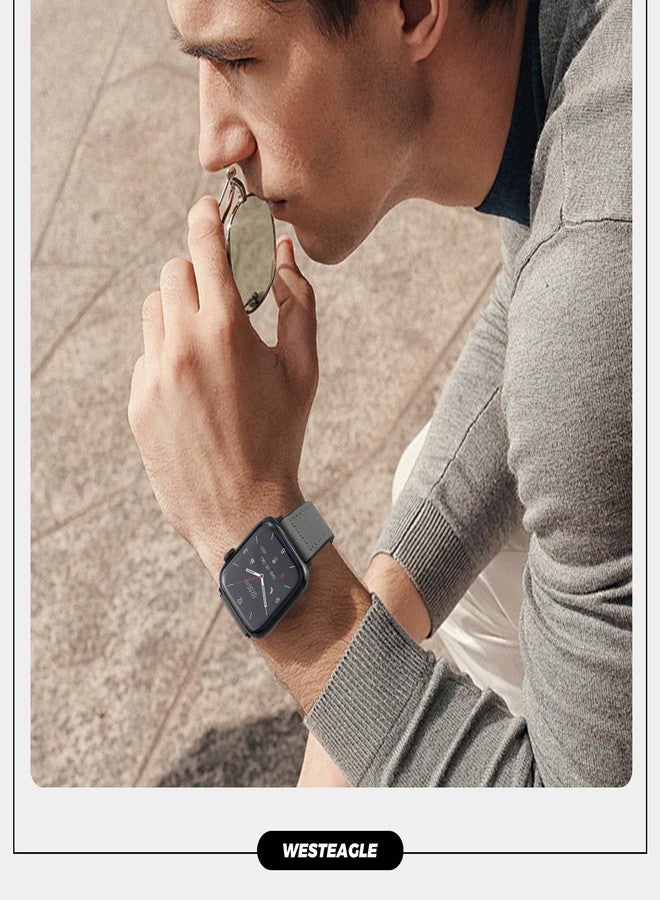 WestEagle أساور جلدية مغناطيسية من WestEagle متوافقة مع ساعات Apple Watch مقاسات 49 مم، 46 مم، 45 مم، 44 مم، و42 مم (السلسلة 3/2/1) للرجال والنساء، مصنوعة من الجلد الطبيعي مع مشبك مغناطيسي لساعات iWatch Ultra 1/2 Series SE/10/9/8/7/6/5/4/3 - Image 5