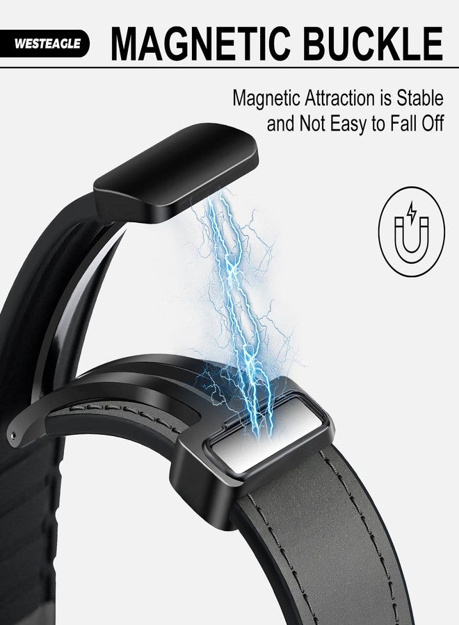 WestEagle أساور جلدية مغناطيسية من WestEagle متوافقة مع ساعات Apple Watch مقاسات 49 مم، 46 مم، 45 مم، 44 مم، و42 مم (السلسلة 3/2/1) للرجال والنساء، مصنوعة من الجلد الطبيعي مع مشبك مغناطيسي لساعات iWatch Ultra 1/2 Series SE/10/9/8/7/6/5/4/3 - Image 3