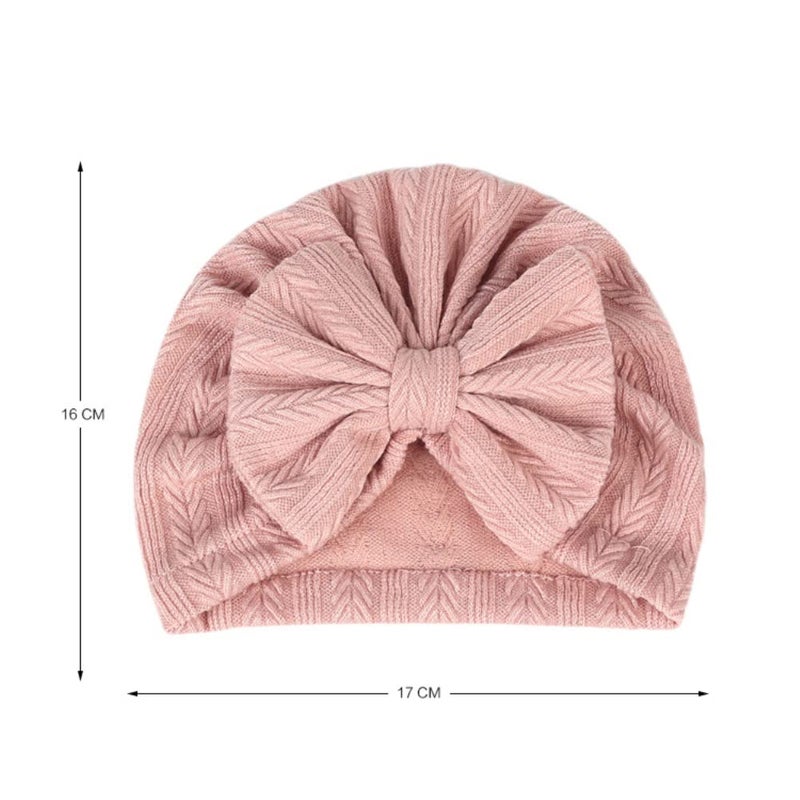 QandSweet 0-24 Months Newborn Girls' Hats Cotton and Linen Cap Infant Big Bow Hat Baby Shower (6 Pack) - Image 3