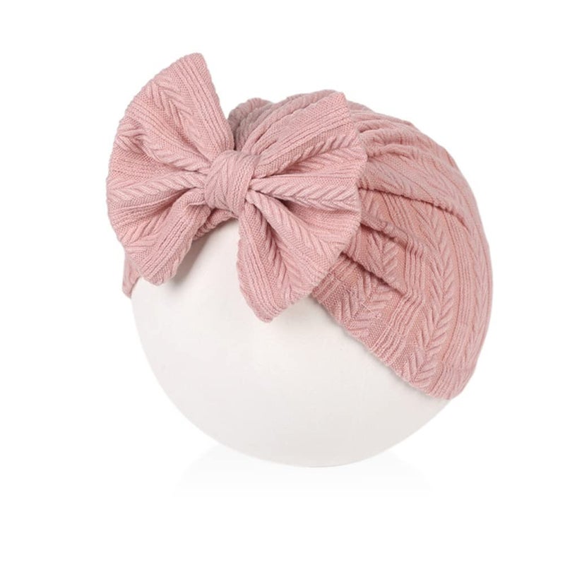 QandSweet 0-24 Months Newborn Girls' Hats Cotton and Linen Cap Infant Big Bow Hat Baby Shower (6 Pack) - Image 4