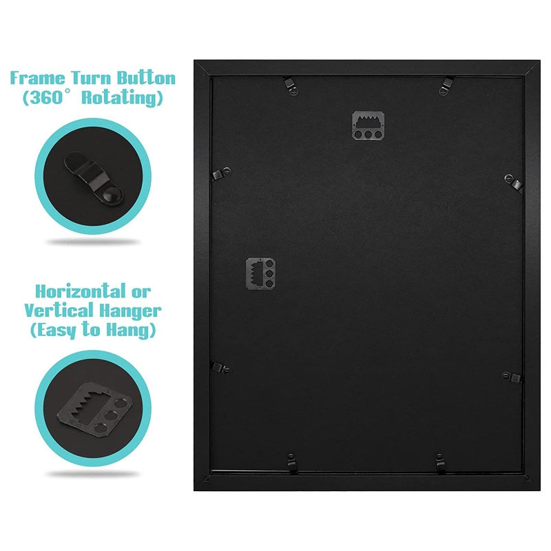 Frametory, 11x14 Picture Frame - Made to Display Pictures 8x10 with Mat or 11x14 Without Mat - Wide Molding - Pre-Installed Wall Mounting Hardware (Black, 2 Pack) - Image 5