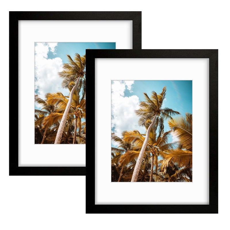 Frametory, 11x14 Picture Frame - Made to Display Pictures 8x10 with Mat or 11x14 Without Mat - Wide Molding - Pre-Installed Wall Mounting Hardware (Black, 2 Pack) - Image 1