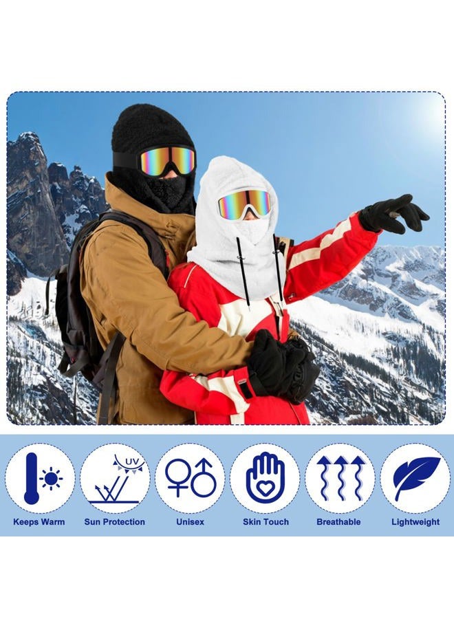 Jamntower 4 Pcs Ski Accessories Fleece Balaclava Mask with Snow Goggles Waterproof Winter Warm for Adults Men Women Outdoor, Black, White, One size - Image 4