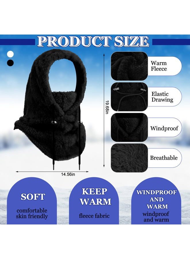 Jamntower 4 Pcs Ski Accessories Fleece Balaclava Mask with Snow Goggles Waterproof Winter Warm for Adults Men Women Outdoor, Black, White, One size - Image 3
