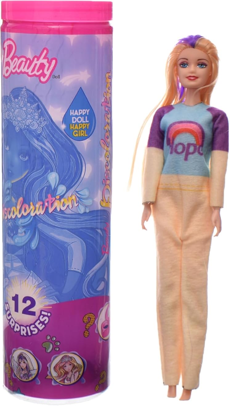 زورو دمية بلاستيكية جميلة متغيرة اللون تحتوي على بدلة مخصصة لطيفة مع ملابس وإكسسوارات عصرية تضيف المزيد من الترفيه للفتيات مجموعة من 13 قطعة - متعددة الألوان