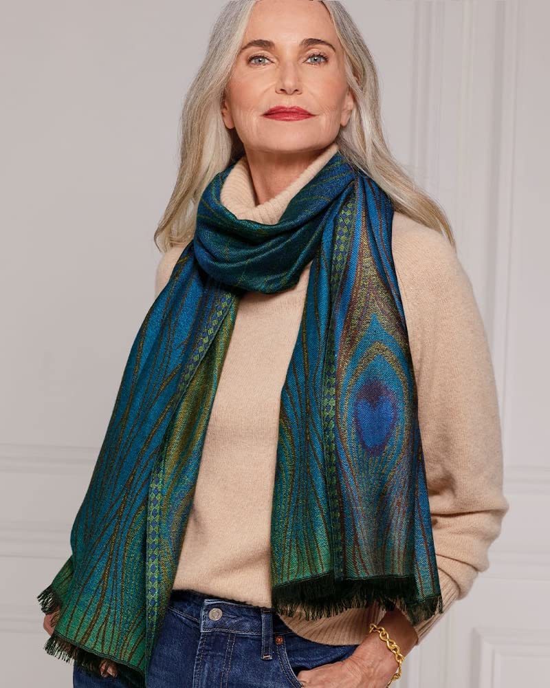 MMA Shawl Scarf Womens Shawls Warm Like Pashmina Scarf Wrap Evening or Day Peacock Design - Image 5