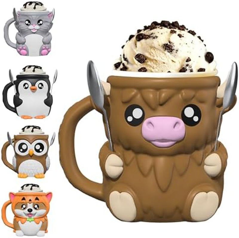 Highland Cattle Leak-proof Ice Cream Pint Cover with Handle (with 2 scoops) Highland Cattle Beer Mug - Brown