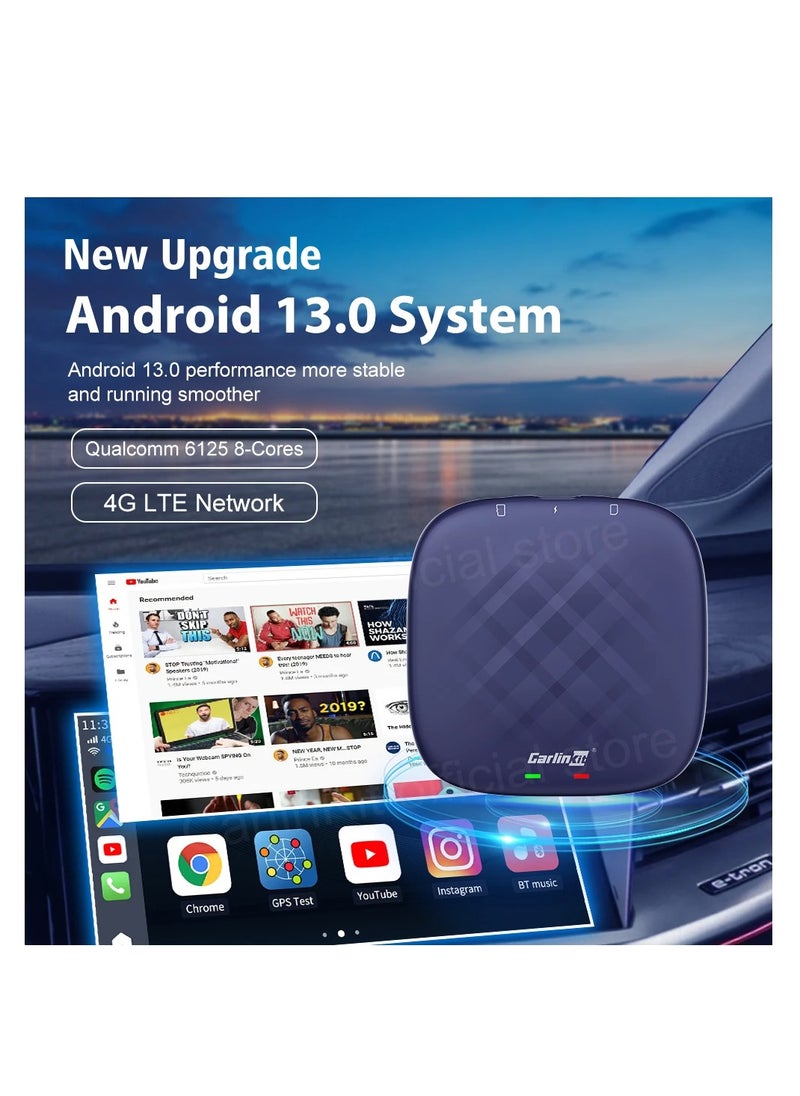 كار لينكيت - كارلينكيت CPC200-Tbox CPC200-Tbox صندوق أندرويد 13 Ai Box، سلسلة Ultra، أقوى محول وسائط متعددة مع 8+128 جيجابايت كوالكوم 6125، مدمج في CarPlay Auto/Google Play Store، أزرق | Tbox-plus-(8+128G) - Image 1