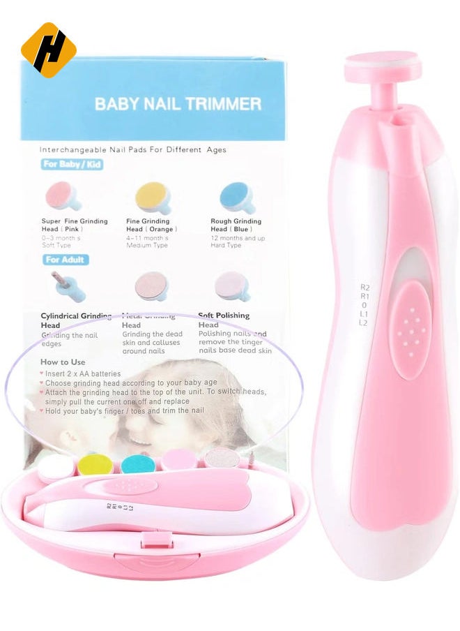 HuHa Baby Nail Trimmer Electric No Sharp Claws Hurt, Baby Nail File Kit Manicure Set,6 in 1 Safety Cutter Trimmer Clipper for Toes and Fingers Pink  - Image 1