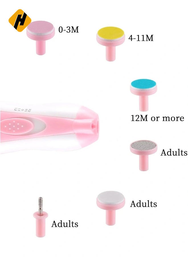 HuHa Baby Nail Trimmer Electric No Sharp Claws Hurt, Baby Nail File Kit Manicure Set,6 in 1 Safety Cutter Trimmer Clipper for Toes and Fingers Pink  - Image 2