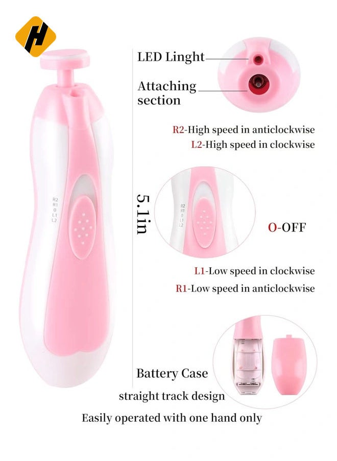HuHa Baby Nail Trimmer Electric No Sharp Claws Hurt, Baby Nail File Kit Manicure Set,6 in 1 Safety Cutter Trimmer Clipper for Toes and Fingers Pink  - Image 3