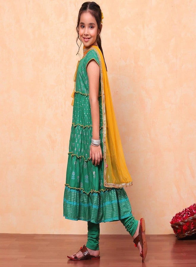 Biba Girl's Cotton Salwar Suit Sets (KW3526EAW24MEDIUM Green - Image 3