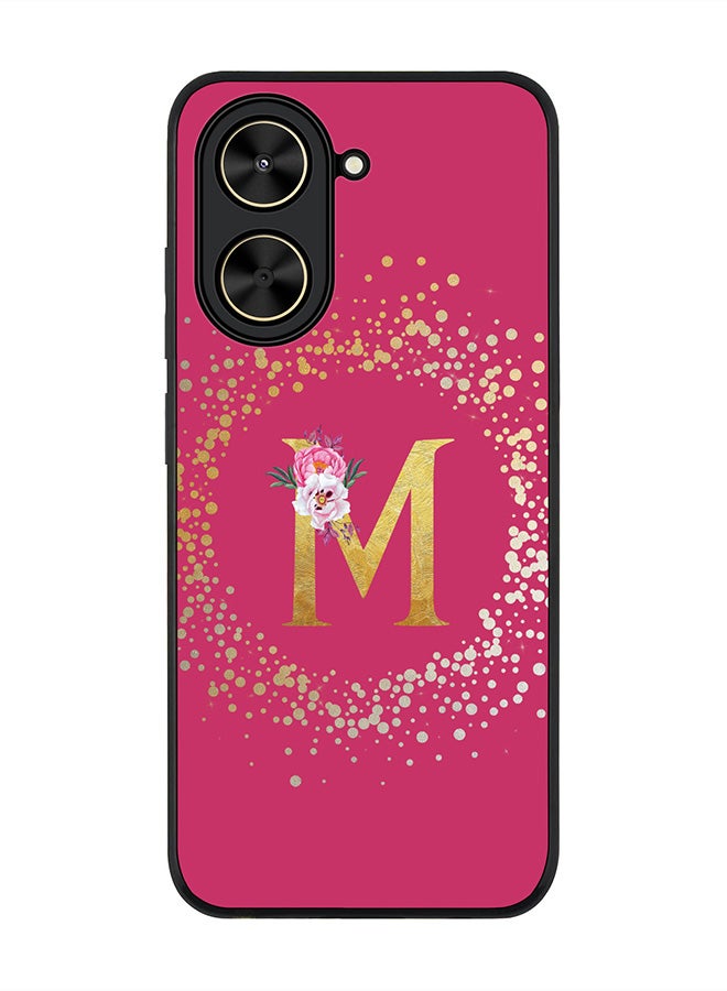 Stylizedd For Xiaomi Poco C71 / Redmi A5 4G Case,Slim fit Camera Protection, Shockproof Thin Phone cover  - Custom Monogram Floral - M ( Deep Pink ) - Image 1
