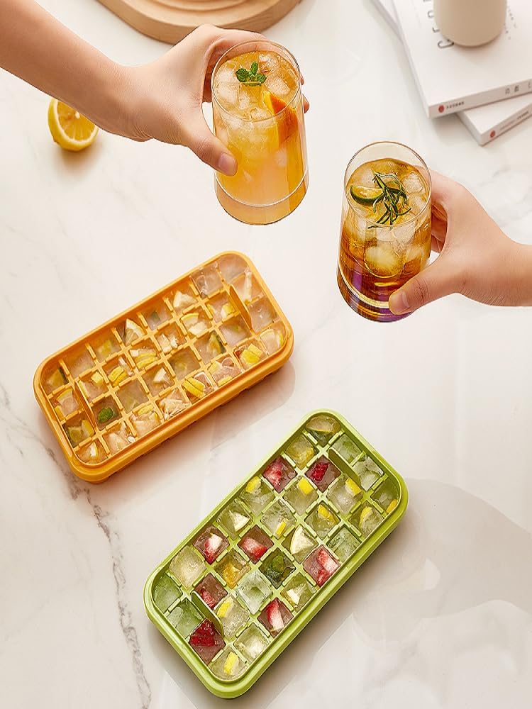 Shrevi Ice Cube Tray Set with Lid and Bin 2 Pack of Ice Cube Trays with 64 Ice Cube Molds for Freezing Green - Image 4