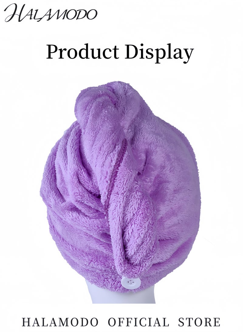 HALAMODO Pack of 2 Hair Towel Set Blue/Pink - Image 4