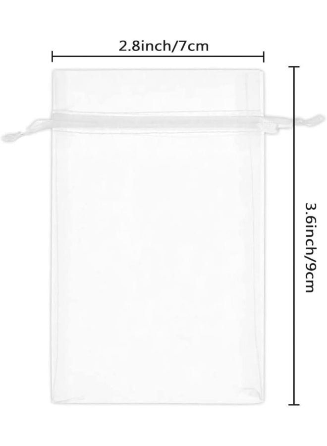 ECVV 100Pcs 2.8'x3.6'(7x9cm) White Organza Bags, Wedding Favor Bags with Drawstring, Jewelry Gift Bags Organza Favor Bags for Party, Festival, Christmas Festival Candy Bags - Image 5