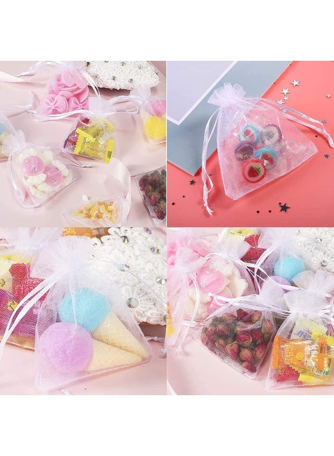ECVV 100Pcs 2.8'x3.6'(7x9cm) White Organza Bags, Wedding Favor Bags with Drawstring, Jewelry Gift Bags Organza Favor Bags for Party, Festival, Christmas Festival Candy Bags - Image 1