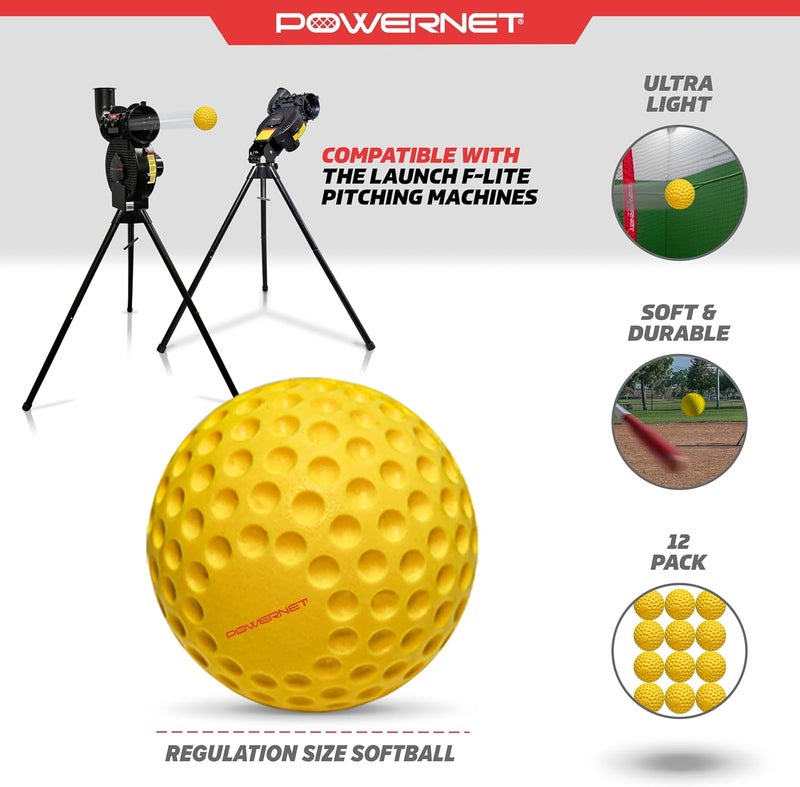 PowerNet Launch F-lite Softball & Baseball Pitching Machine, Dimpled Practice Balls, Bucket of Baseballs, Coaching Bucket Bundle for Pitching Machine, Baseball Training Equipment - Image 3