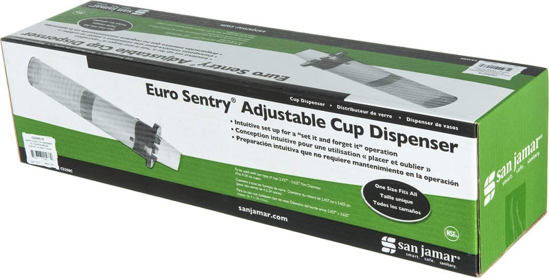 San Jamar Euro Sentry In-Counter Cup Dispenser 4-24 Oz Cups with Adjustable Lever for Restaurants, Dining Halls, and Fast Food, Plastic, 18 Inches, Blue - Image 5