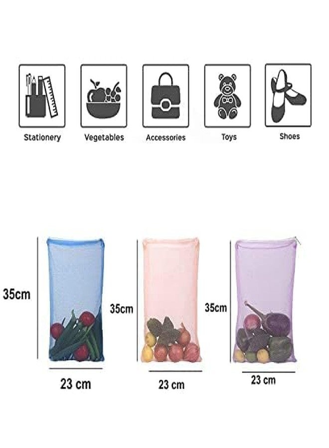 SIO Mesh Vegetable Storage Bags for Refrigerator Pack of 12 with Zipper Reusable Produce Bags for Fridge Kitchen Organization and Grocery Storage - Image 4