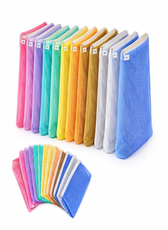 SIO Mesh Vegetable Storage Bags for Refrigerator Pack of 12 with Zipper Reusable Produce Bags for Fridge Kitchen Organization and Grocery Storage - Image 1