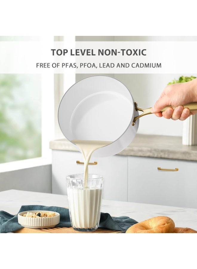 Caannasweis 16pcs Pots and Pans Set Non Stick - Ceramic Cookware Set with Cooking Utensils Set,Oven Safe, Dishwasher Safe，Compatible with Induction Cookers Gas And Electric Stoves All Stoves，Non Toxic Kitchen Cookware Sets Dutch Oven Pot with Lid Saucepan Set Sauté Pan Frying Pan Set for Cooking Gifts，White - Image 3