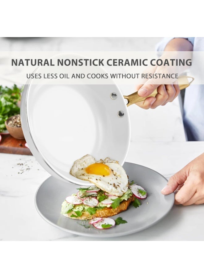 Caannasweis 16pcs Pots and Pans Set Non Stick - Ceramic Cookware Set with Cooking Utensils Set,Oven Safe, Dishwasher Safe，Compatible with Induction Cookers Gas And Electric Stoves All Stoves，Non Toxic Kitchen Cookware Sets Dutch Oven Pot with Lid Saucepan Set Sauté Pan Frying Pan Set for Cooking Gifts，White - Image 5