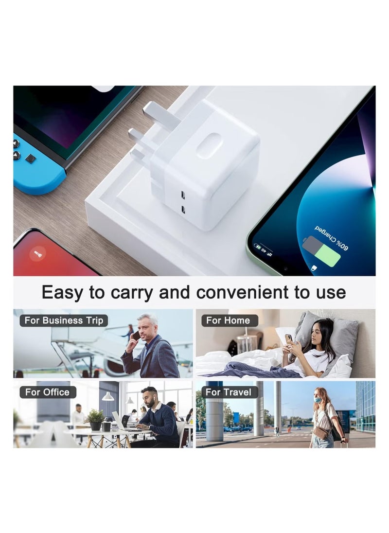 TIGER - 35W Dual USB-C Fast Charger Plug Power Adapter for iPhone 15/14/14 Plus/Pro/14 Pro Max/13/12/11/X, Samsung, Pad, Speaker, AirPods - USB-C Plug Fast Charging Adapter - Image 1