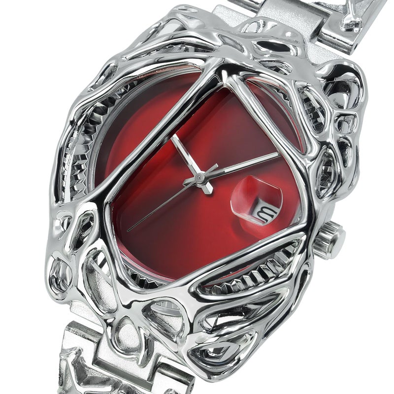 BARAMON Watches for Men Fashion Unique Quartz Watch Hip Hop Rock Punk Wrist Watch Casual Cool Wristwatches Stainless Steel Waterproof Men's Watch for Gift - Image 2