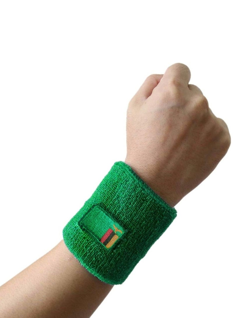 Vitacelli Sweatband Set Sports Headband Wristband Set Zambia Logo Cloth Wristband Wrist Sweatband Headbands Set for Basketball, Football, Running, Gym & Exercise (GREEN)  - Image 3