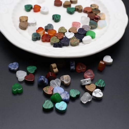 LE SKY 40 Pcs Healing Loose Beads Flat Heart Shape Natural Necklace Stone Pendants Crystal for Jewelry Making DIY Craft - Image 4