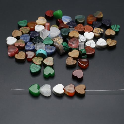 LE SKY 40 Pcs Healing Loose Beads Flat Heart Shape Natural Necklace Stone Pendants Crystal for Jewelry Making DIY Craft - Image 3