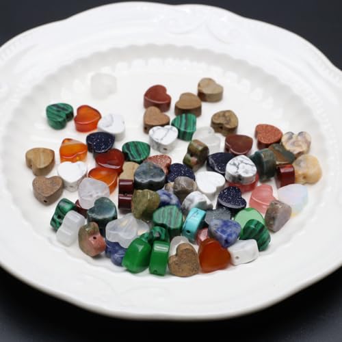 LE SKY 40 Pcs Healing Loose Beads Flat Heart Shape Natural Necklace Stone Pendants Crystal for Jewelry Making DIY Craft - Image 5
