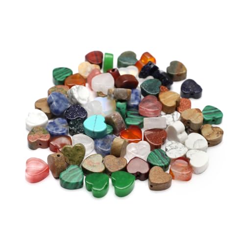 LE SKY 40 Pcs Healing Loose Beads Flat Heart Shape Natural Necklace Stone Pendants Crystal for Jewelry Making DIY Craft - Image 2