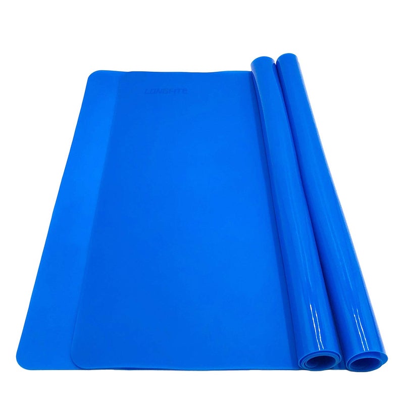 LONGFITE Silicone Baking Mats for Dough Rolling Pastry Fondant Mat Large Nonstick and Nonslip, Countertop Protector, Dining Table Mat and Placemat 20'' by 16''(Blue 2 Pack) - Image 1