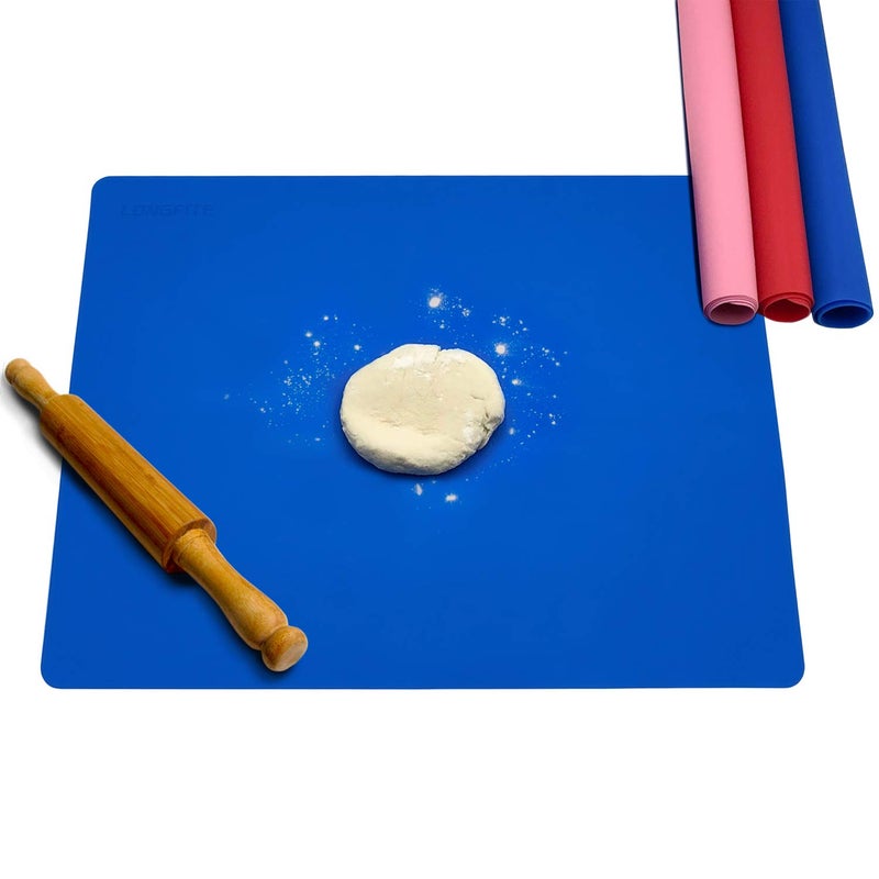 LONGFITE Silicone Baking Mats for Dough Rolling Pastry Fondant Mat Large Nonstick and Nonslip, Countertop Protector, Dining Table Mat and Placemat 20'' by 16''(Blue 2 Pack) - Image 4