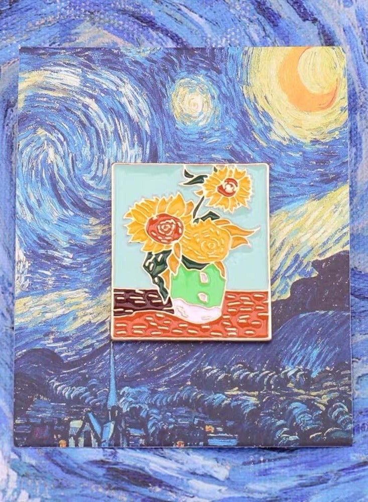 Van Gogh Self Portrait Enamel Brooch Pins - Vintage Art Lapel Pins for Clothing, Backpacks & Accessories - Perfect Gift Set (4 Pack) - Image 3