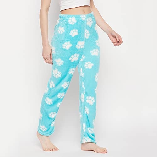 CAMEY Women's Relaxed Fit Mid Rise Winter Woolen Soft & Warm Fleece Lower/Track Pant/Pyjama (S, Aqua), Blue - Image 4
